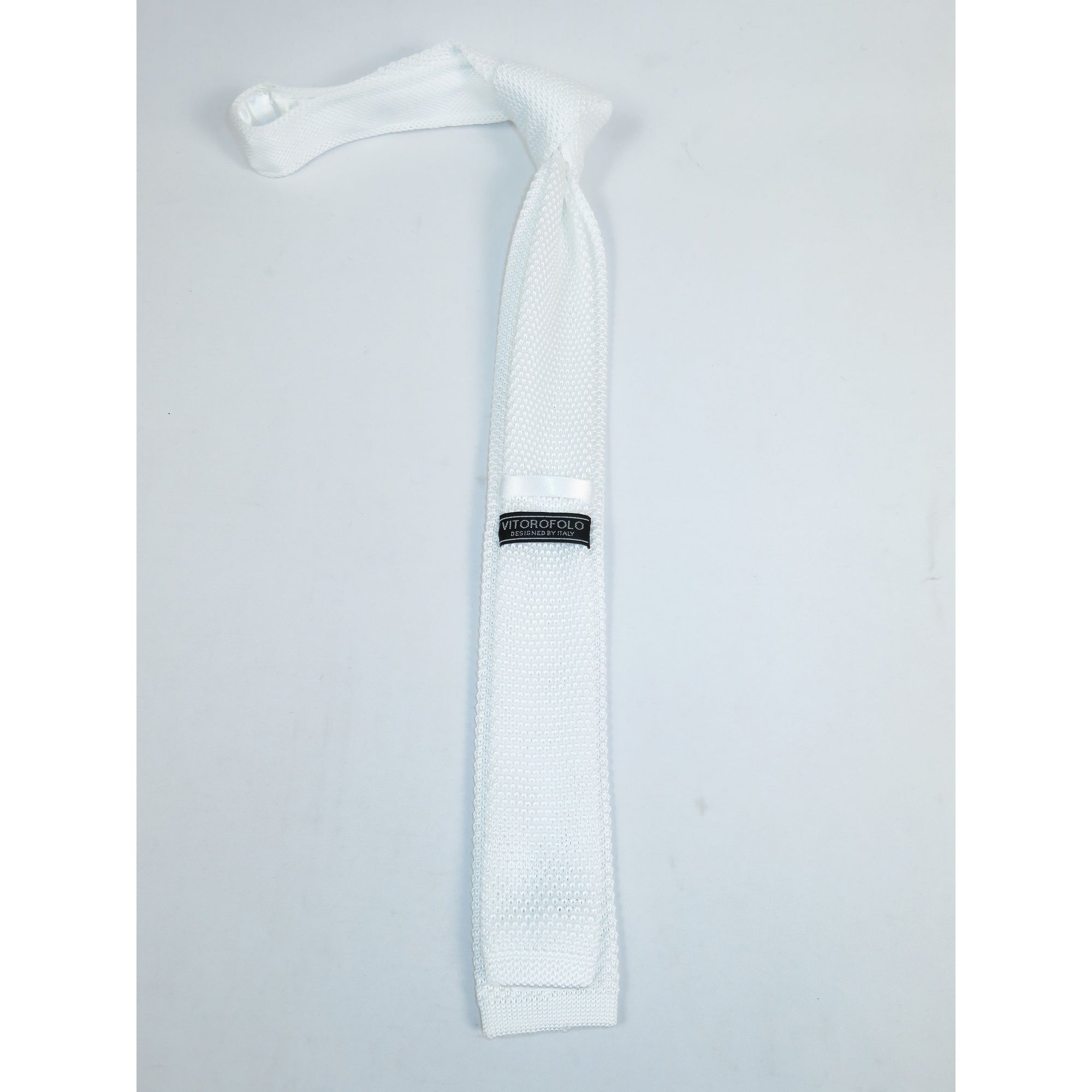Men's Vitorofolo Italy Slim Skinny Tie Woven Knitted Fabric Fashionable RS-7 White