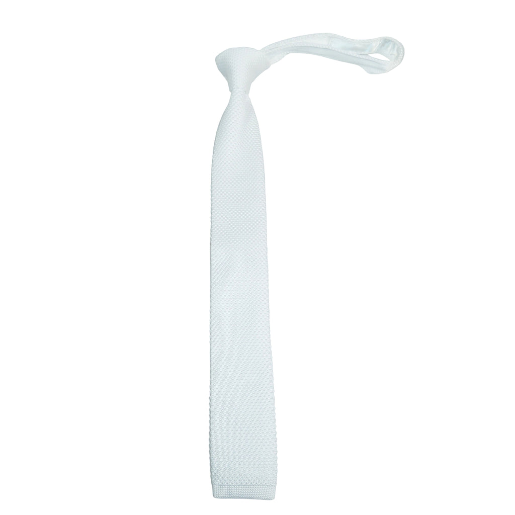 Men's Vitorofolo Italy Slim Skinny Tie Woven Knitted Fabric Fashionable RS-7 White