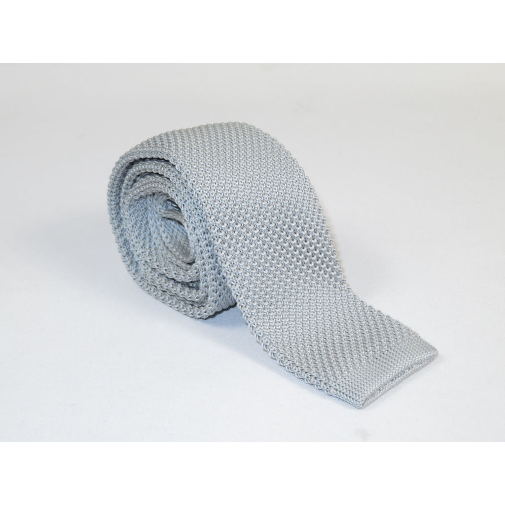 Men's Vitorofolo Italy Slim Skinny Tie Woven Knitted Fabric Fashionable RS-8 Silver