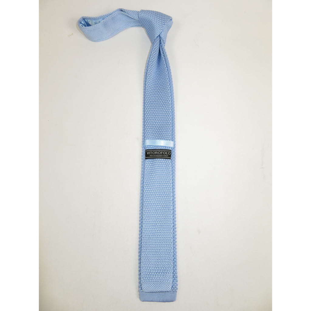 Men's Vitorofolo Italy Slim Skinny Tie Woven Knitted Fabric Fashionable RS-9 Light Blue