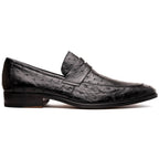 Salvatore Genuine Quill Ostrich Leather Slipon Black