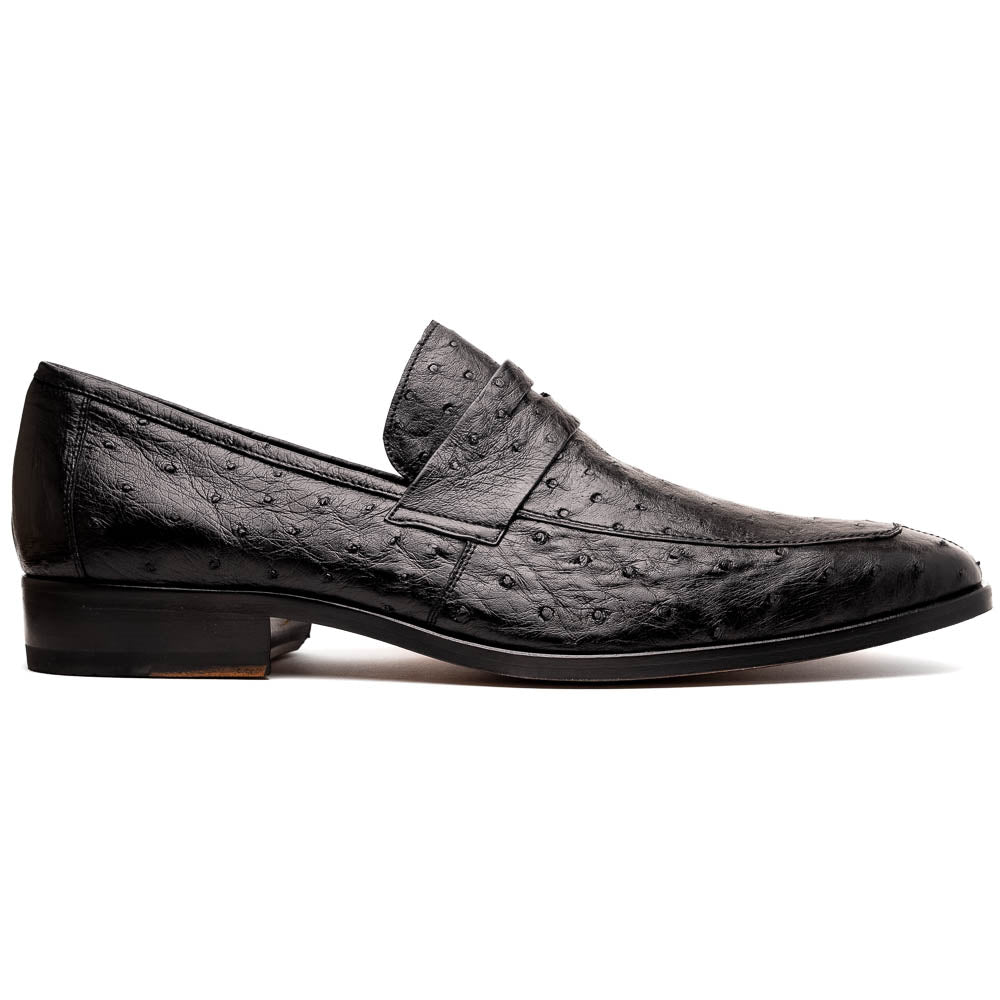 Salvatore Genuine Quill Ostrich Leather Slipon Black