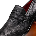 Salvatore Genuine Quill Ostrich Leather Slipon Black