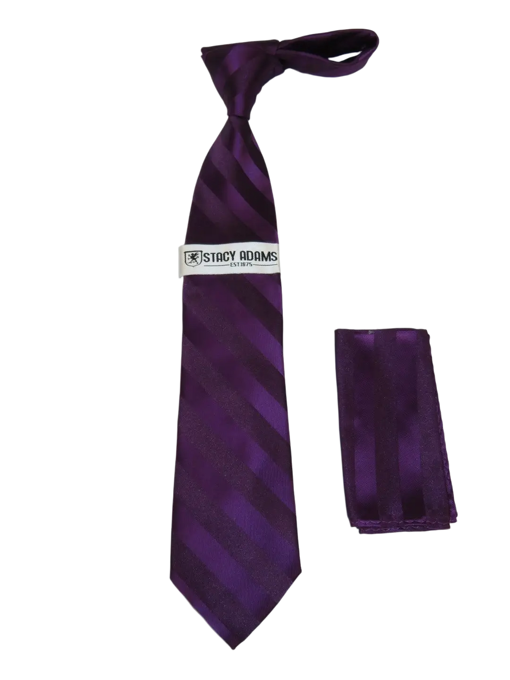 Men's Stacy Adams Tie and Hankie Set Fancy Woven Silky Satin #SAT100 Purple