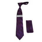 Men's Stacy Adams Tie and Hankie Set Fancy Woven Silky Satin #SAT100 Purple
