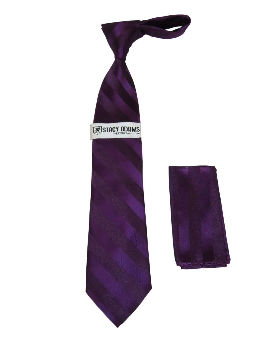 Men's Stacy Adams Tie and Hankie Set Fancy Woven Silky Satin #SAT100 Purple