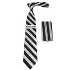 Men's Stacy Adams Tie and Hankie Set Fancy Woven Silky Satin #SAT101 Black