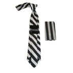 Men's Stacy Adams Tie and Hankie Set Fancy Woven Silky Satin #SAT101 Black