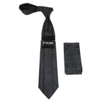 Men's Stacy Adams Tie and Hankie Set Woven Silky Satin #SAT102 Black Paisley