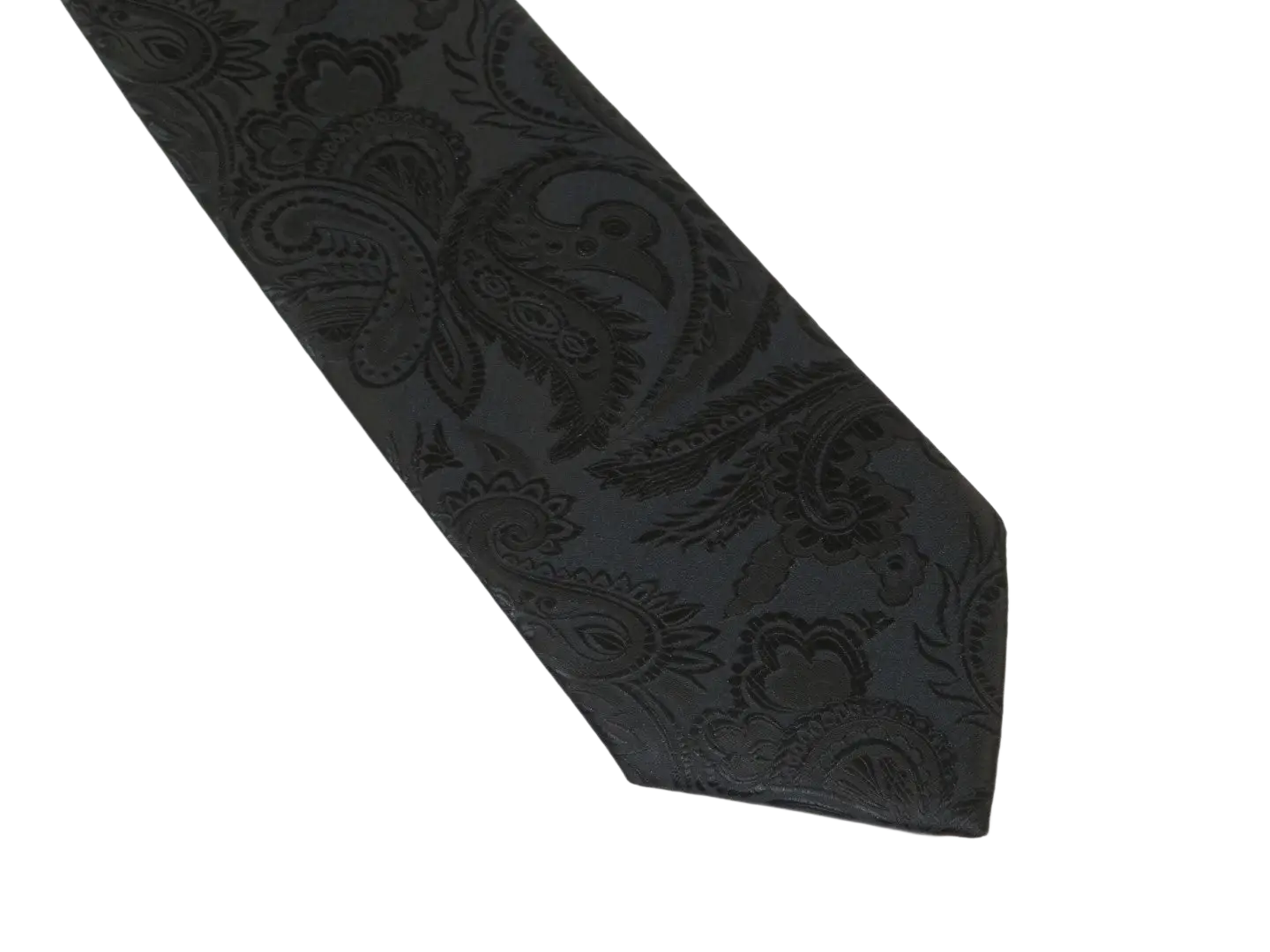 Men's Stacy Adams Tie and Hankie Set Woven Silky Satin #SAT102 Black Paisley