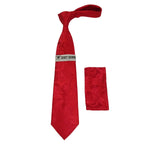 Men's Stacy Adams Tie and Hankie Set Woven Silky Satin #SAT103 Red Paisley