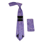 Men's Stacy Adams Tie and Hankie Set Woven Silky Satin #SAT105 Lavender Paisley