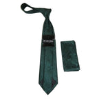 Men's Stacy Adams Tie and Hankie Set Woven Silky Satin #SAT106 Green Paisley
