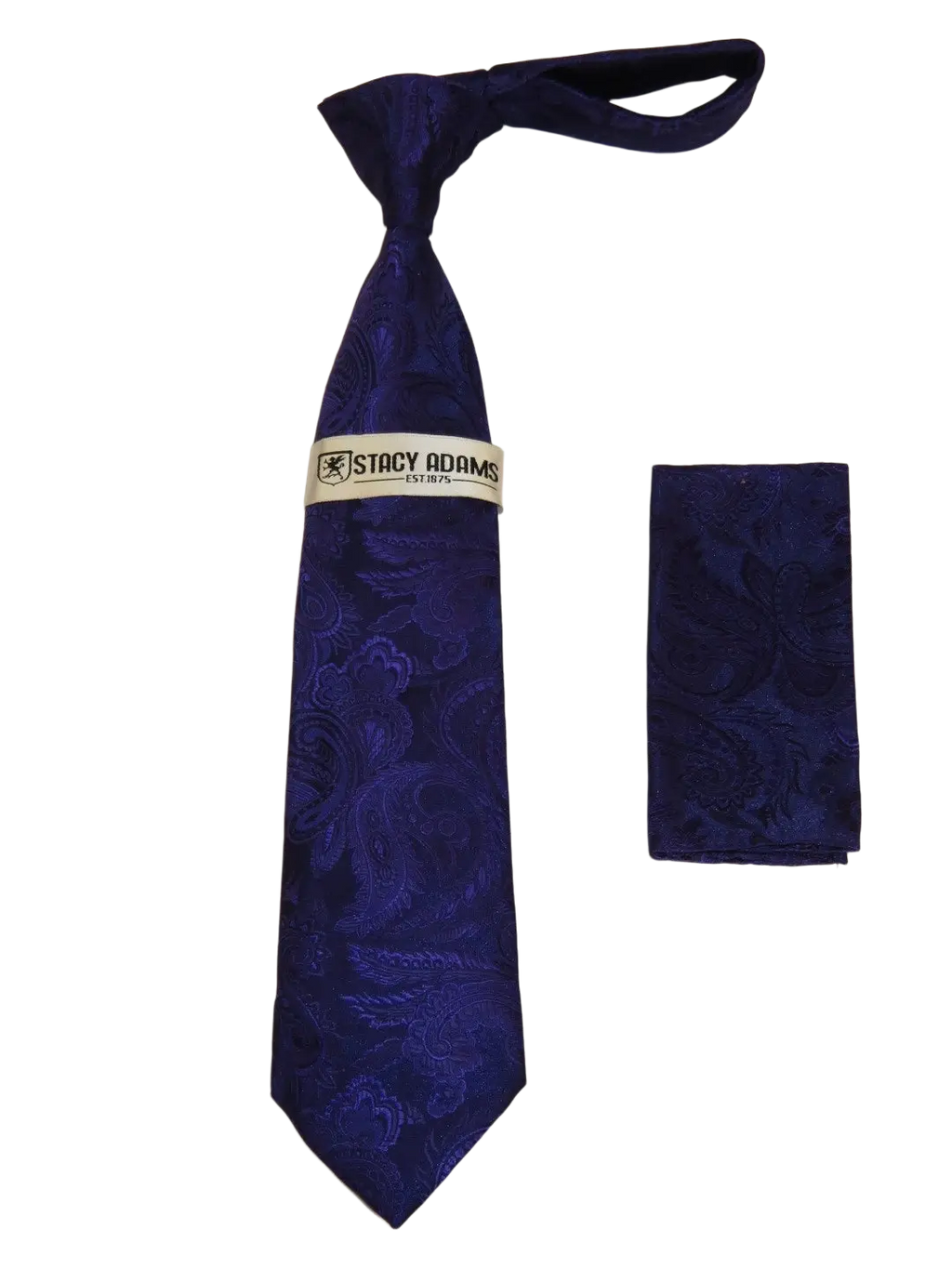 Men's Stacy Adams Tie and Hankie Set Woven Silky Satin #SAT107 Purple Paisley