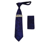 Men's Stacy Adams Tie and Hankie Set Woven Silky Satin #SAT107 Purple Paisley