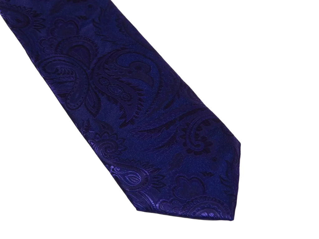 Men's Stacy Adams Tie and Hankie Set Woven Silky Satin #SAT107 Purple Paisley