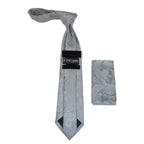 Men's Stacy Adams Tie and Hankie Set Fancy Woven Silky Satin #SAT108 Silver