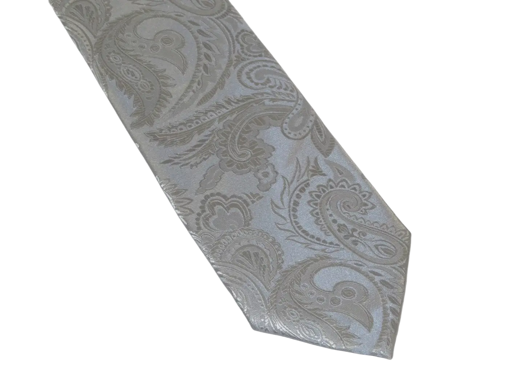 Men's Stacy Adams Tie and Hankie Set Fancy Woven Silky Satin #SAT108 Silver