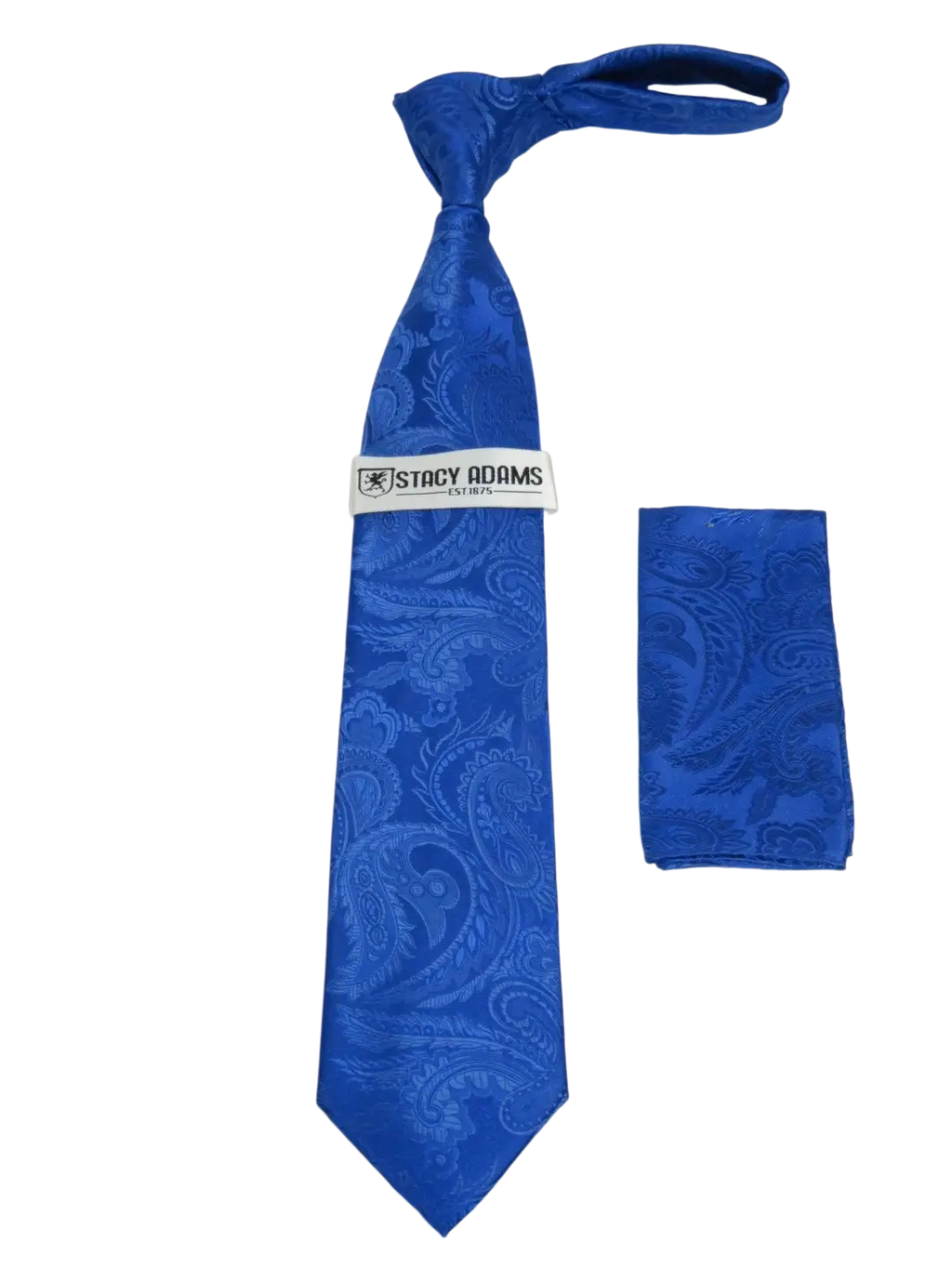 Men's Stacy Adams Tie and Hankie Set Woven Silky Satin #SAT109 Royal Paisley