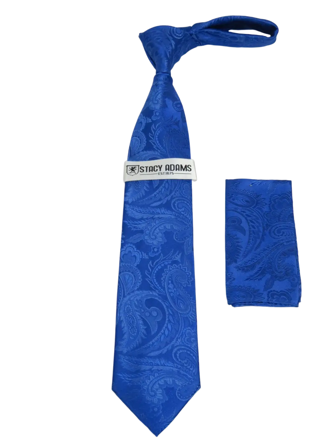 Men's Stacy Adams Tie and Hankie Set Woven Silky Satin #SAT109 Royal Paisley