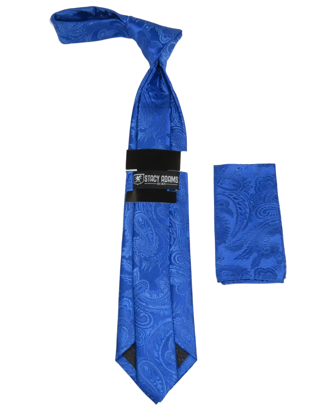 Men's Stacy Adams Tie and Hankie Set Woven Silky Satin #SAT109 Royal Paisley