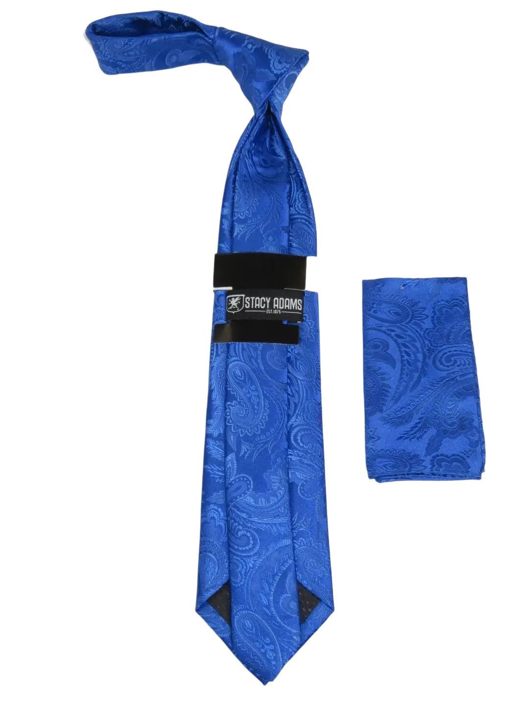 Men's Stacy Adams Tie and Hankie Set Woven Silky Satin #SAT109 Royal Paisley