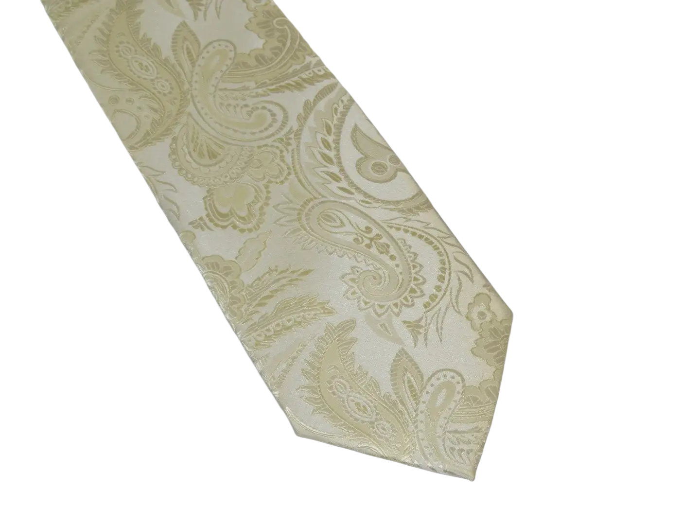 Men's Stacy Adams Tie and Hankie Set Woven Silky Satin #SAT111 Ivory Paisley