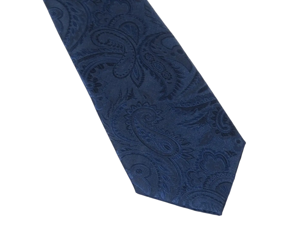 Men's Stacy Adams Tie and Hankie Set Fancy Woven Silky Satin #SAT112 Navy