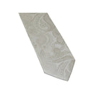 Men's Stacy Adams Tie and Hankie Set Woven Silky Satin #SAT115 White Paisley