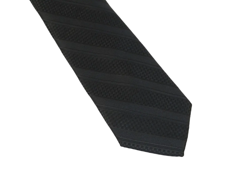 Men's Stacy Adams Tie and Hankie Set Fancy Woven Silky Satin #SAT117 Black