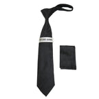 Men's Stacy Adams Tie and Hankie Set Fancy Woven Silky Satin #SAT118 Black