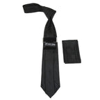 Men's Stacy Adams Tie and Hankie Set Fancy Woven Silky Satin #SAT118 Black