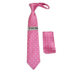 Men's Stacy Adams Tie and Hankie Set Woven Silky Satin #SAT119 Pink Polka Dot