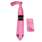 Men's Stacy Adams Tie and Hankie Set Woven Silky Satin #SAT119 Pink Polka Dot