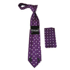 Men's Stacy Adams Tie and Hankie Set Woven Silky Satin #SAT120 Purple Polka Dot
