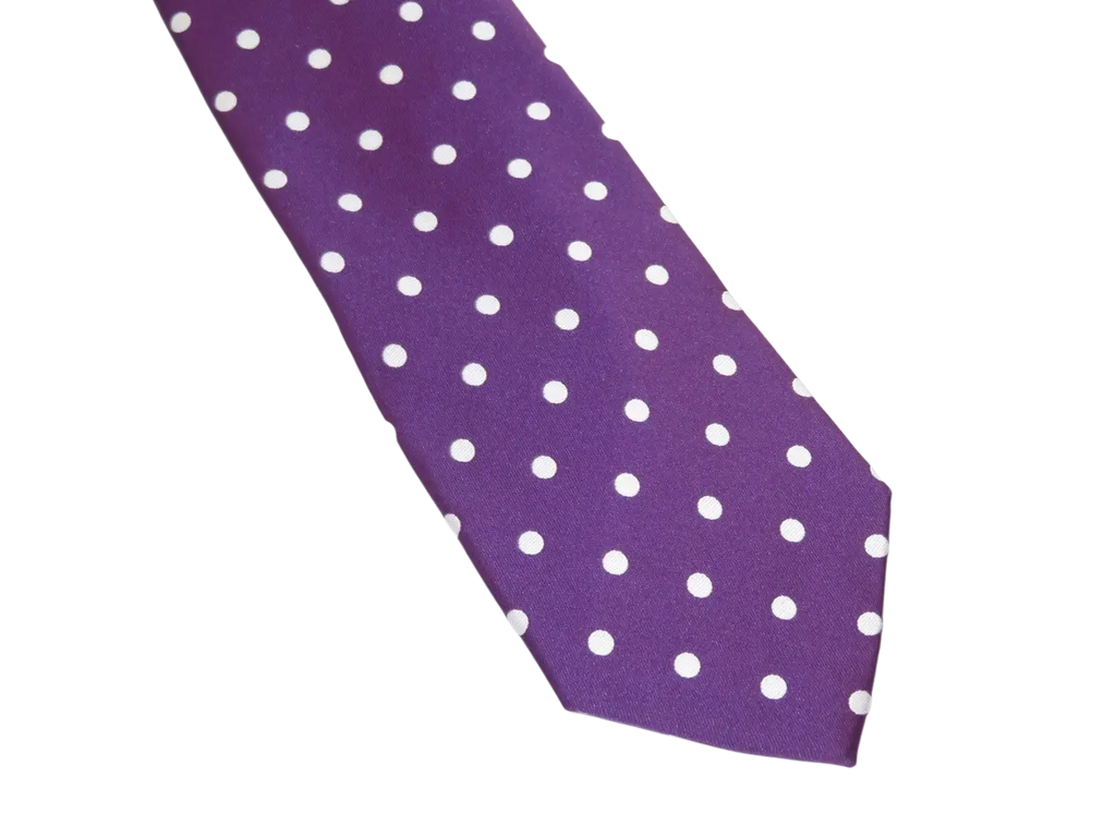 Men's Stacy Adams Tie and Hankie Set Woven Silky Satin #SAT120 Purple Polka Dot