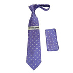 Men's Stacy Adams Tie and Hankie Set Woven Silky Satin #SAT121 Lilac Polka Dot
