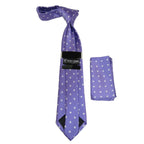 Men's Stacy Adams Tie and Hankie Set Woven Silky Satin #SAT121 Lilac Polka Dot