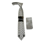 Men's Stacy Adams Tie and Hankie Set Woven Silky Satin #SAT122 Silver Polka Dot