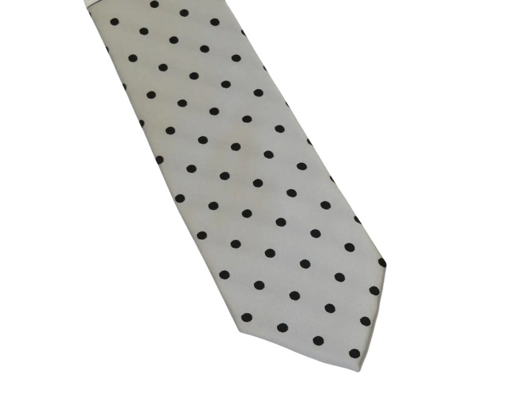 Men's Stacy Adams Tie and Hankie Set Woven Silky Satin #SAT122 Silver Polka Dot