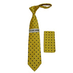 Men's Stacy Adams Tie and Hankie Set Woven Silky Satin #SAT123 Gold Polka Dot