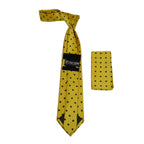 Men's Stacy Adams Tie and Hankie Set Woven Silky Satin #SAT123 Gold Polka Dot