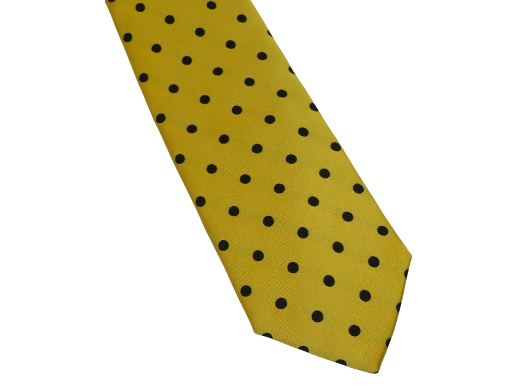 Men's Stacy Adams Tie and Hankie Set Woven Silky Satin #SAT123 Gold Polka Dot