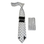 Men's Stacy Adams Tie and Hankie Set Woven Silky Satin #SAT124 White Polka Dot