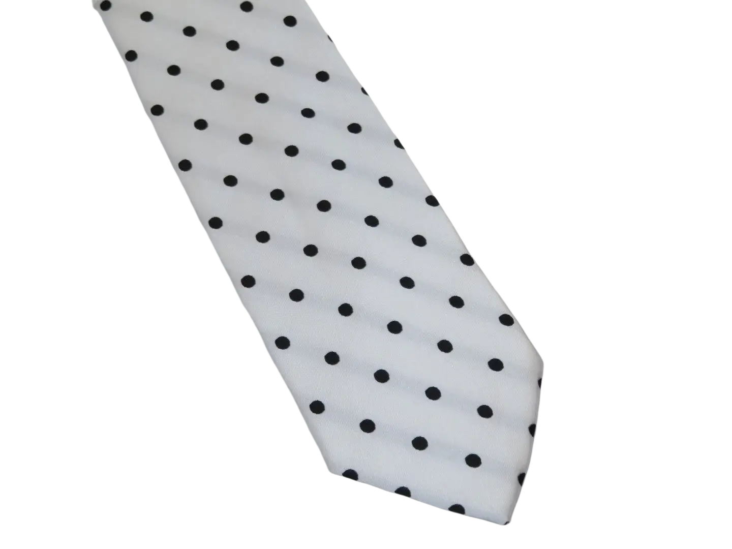 Men's Stacy Adams Tie and Hankie Set Woven Silky Satin #SAT124 White Polka Dot