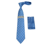 Men's Stacy Adams Tie and Hankie Set Woven Silky Satin #SAT125 Blue Polka Dot