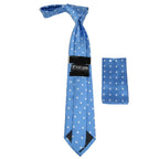 Men's Stacy Adams Tie and Hankie Set Woven Silky Satin #SAT125 Blue Polka Dot