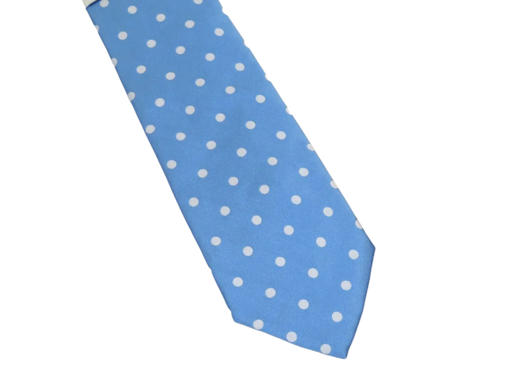 Men's Stacy Adams Tie and Hankie Set Woven Silky Satin #SAT125 Blue Polka Dot