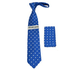 Men's Stacy Adams Tie and Hankie Set Woven Silky Satin #SAT127 Royal Polka Dot