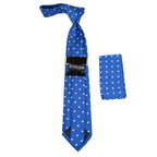 Men's Stacy Adams Tie and Hankie Set Woven Silky Satin #SAT127 Royal Polka Dot